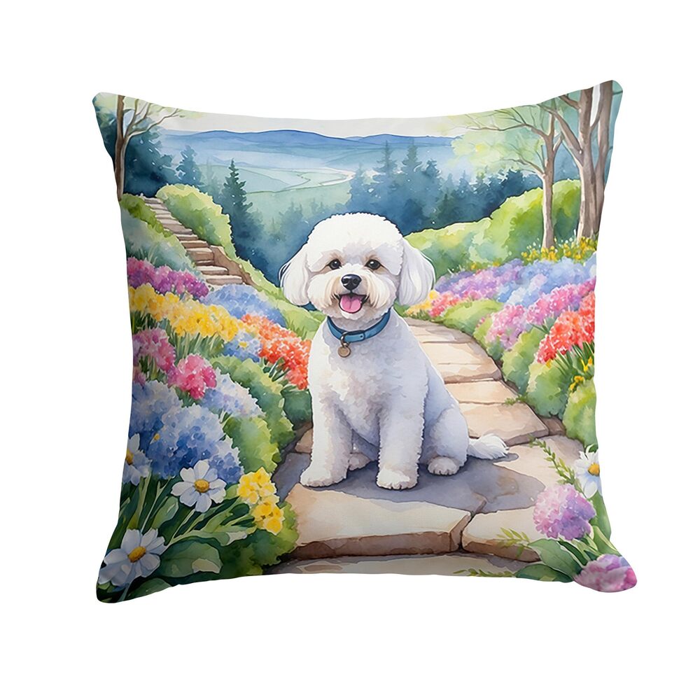 8402 Spring Path Throw Pillow, 18Hx18W, Bichon Frise 6569
